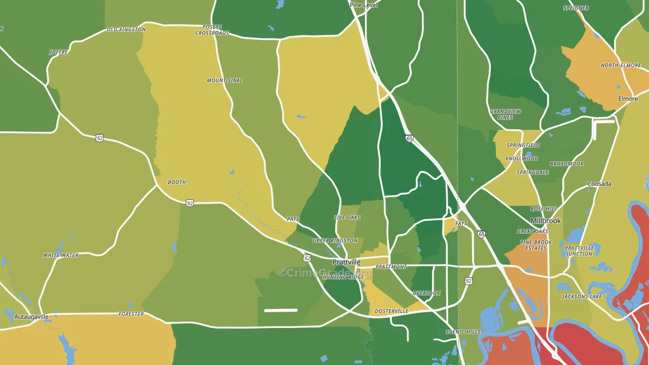 Autauga County, AL Map of Burglary Rates