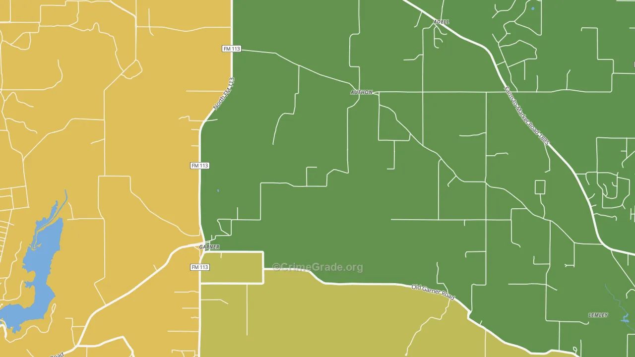 Authon, TX Map of Burglary Rates