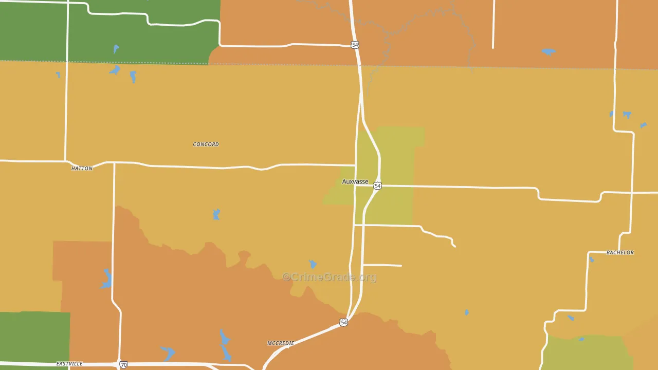 Auxvasse, MO Map of Burglary Rates