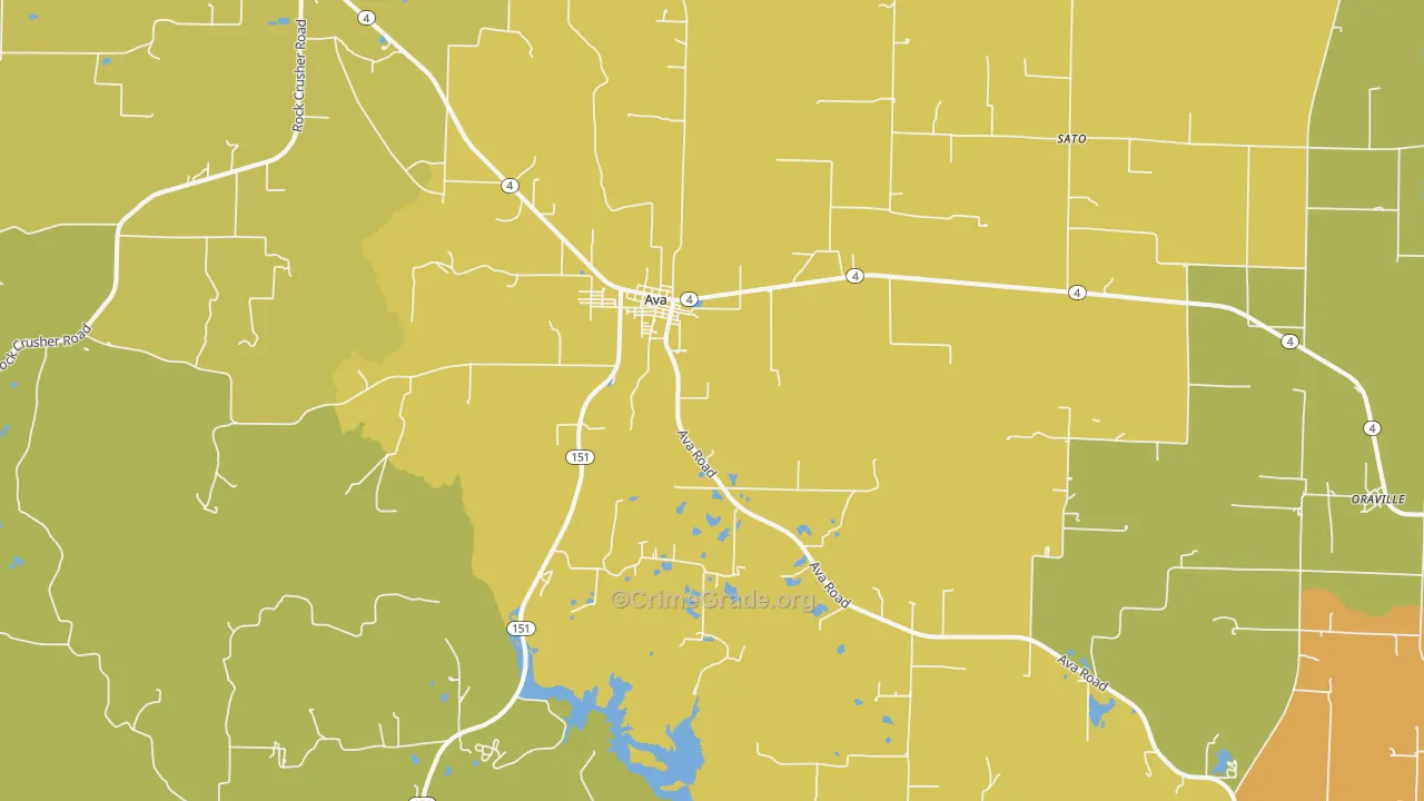 Ava, IL Map of Burglary Rates
