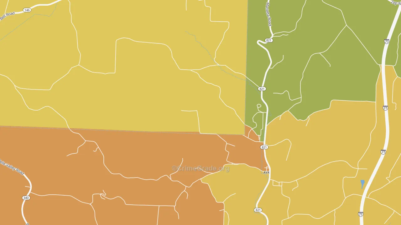 Ava, OH Map of Burglary Rates