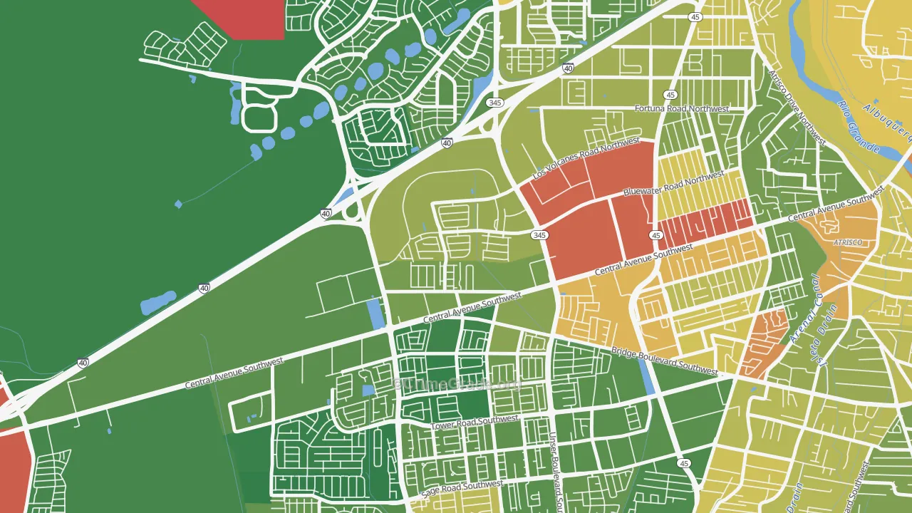 Avalon, Albuquerque, NM Map of Burglary Rates