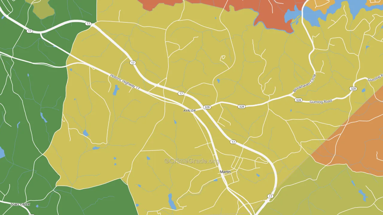Avalon, GA Map of Burglary Rates