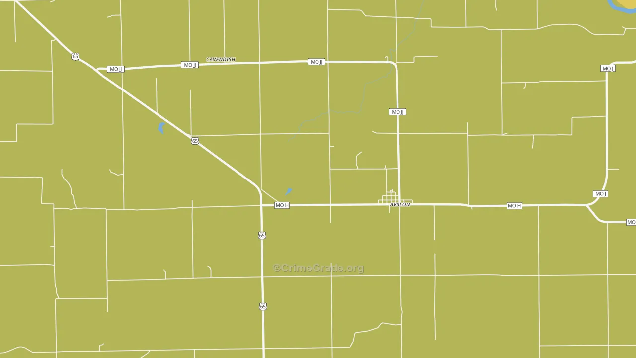 Avalon, MO Map of Burglary Rates