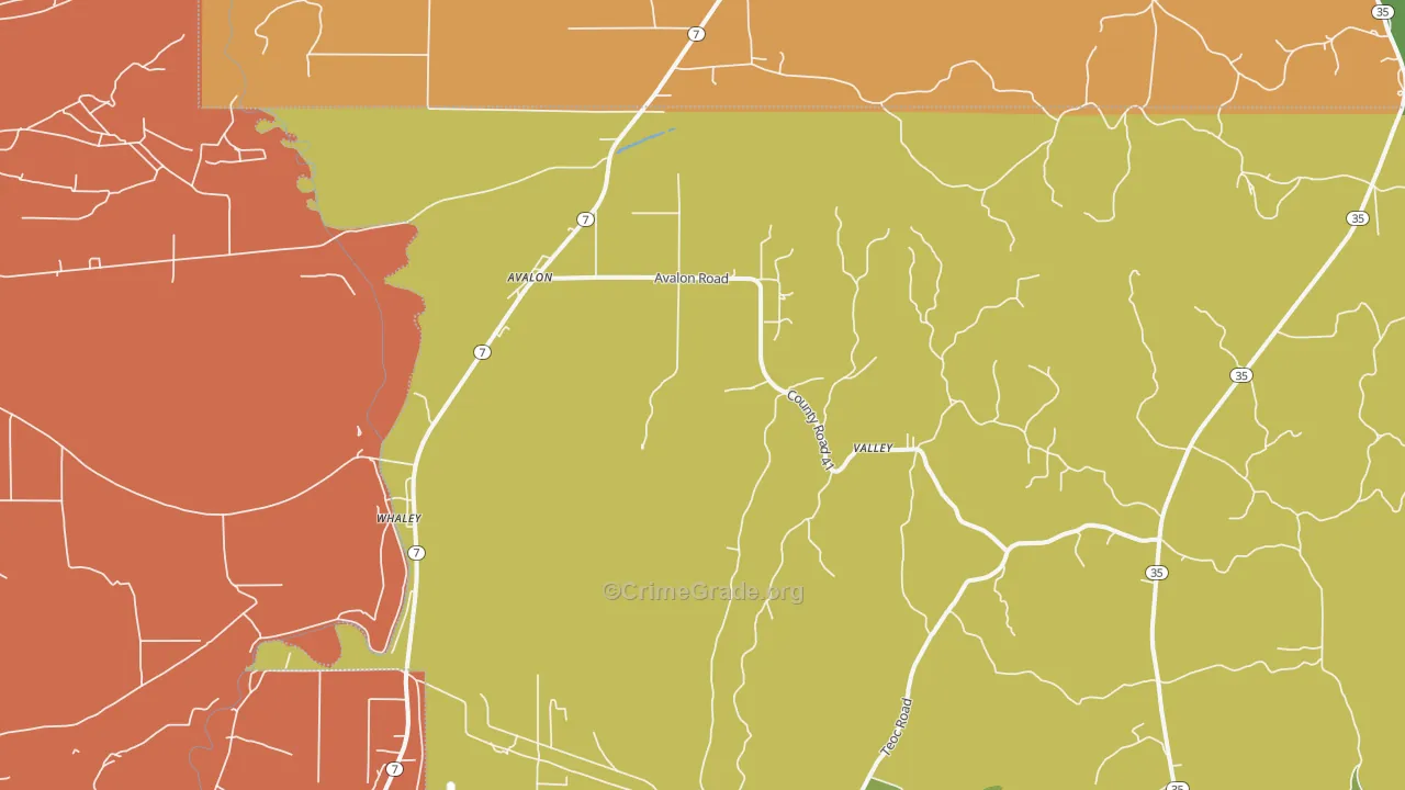 Avalon, MS Map of Burglary Rates