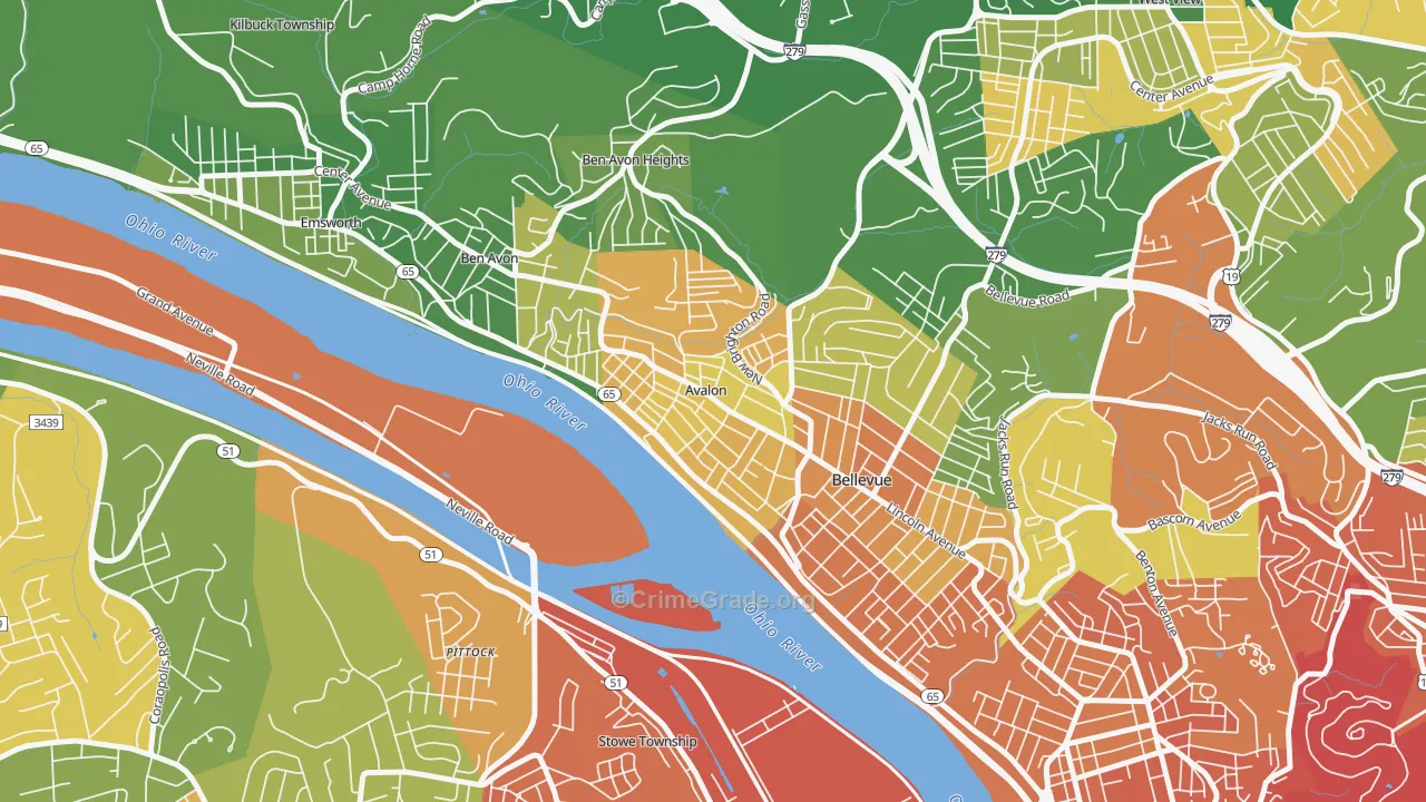 Avalon, PA Map of Burglary Rates