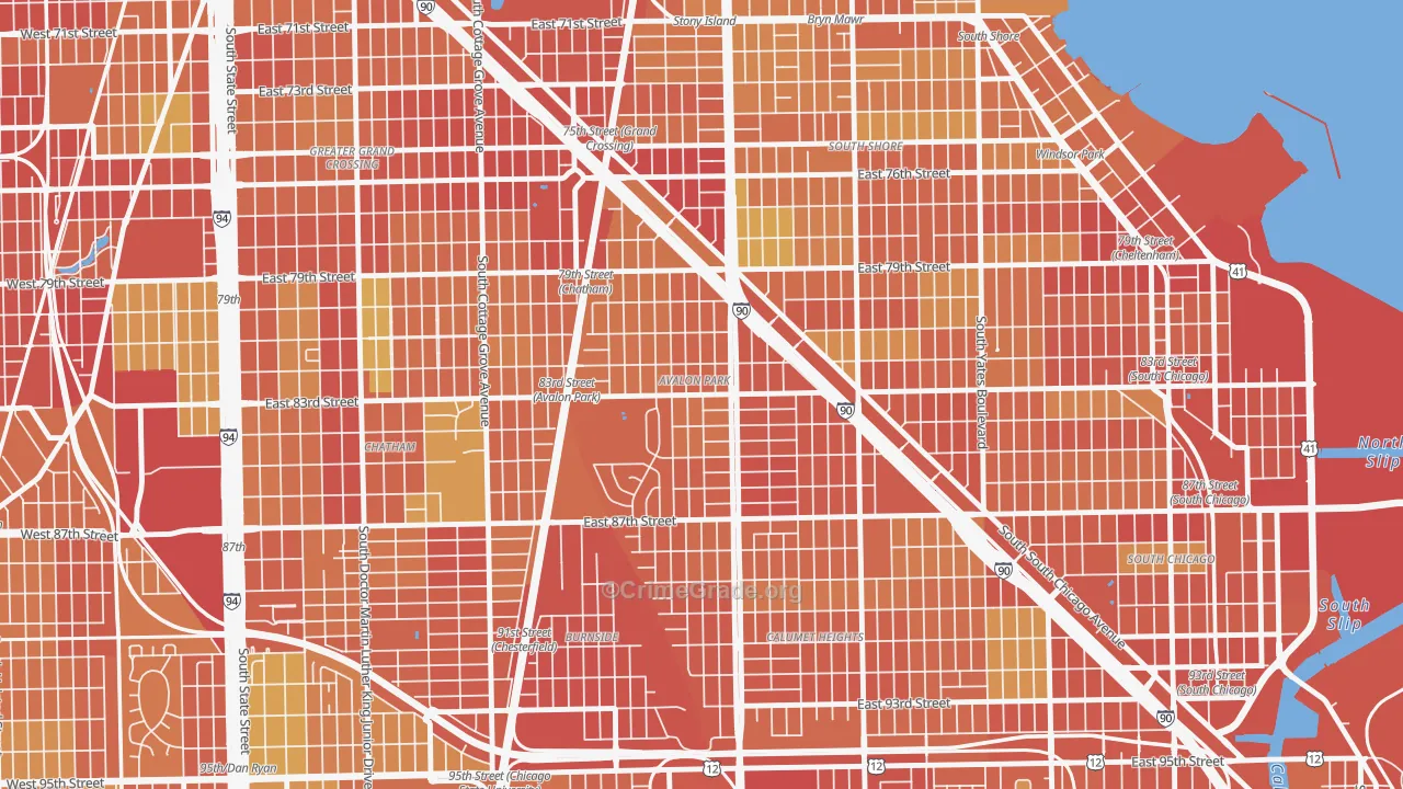 Avalon Park, Chicago, IL Map of Burglary Rates