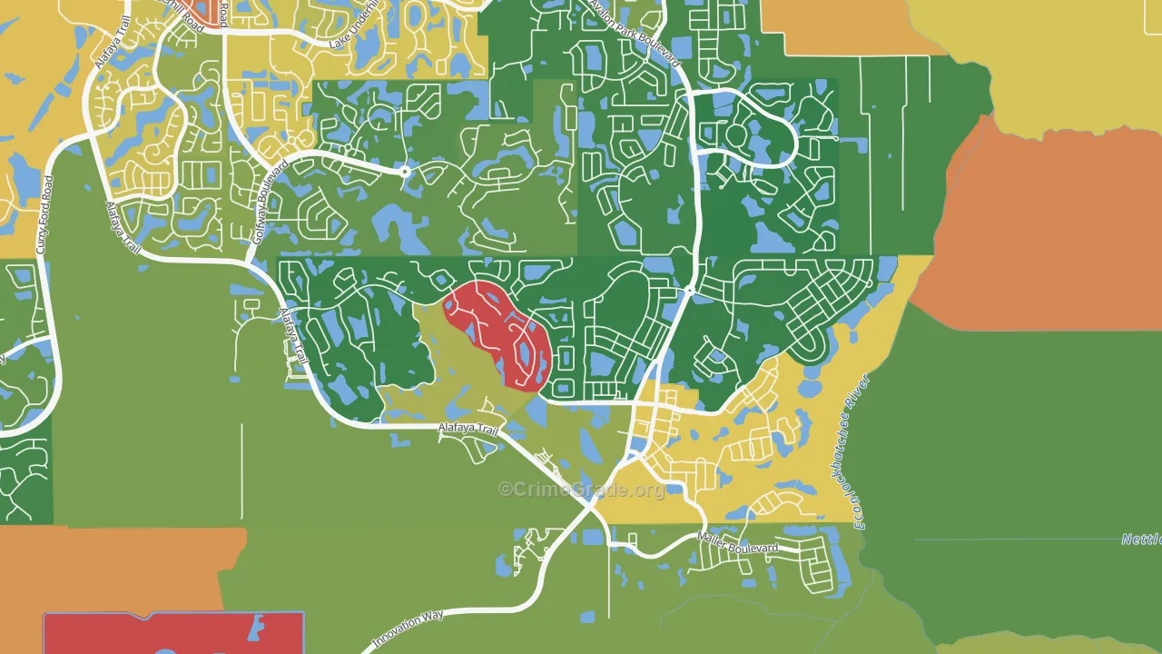 Avalon Park Northwest Village, Alafaya, FL Map of Burglary Rates