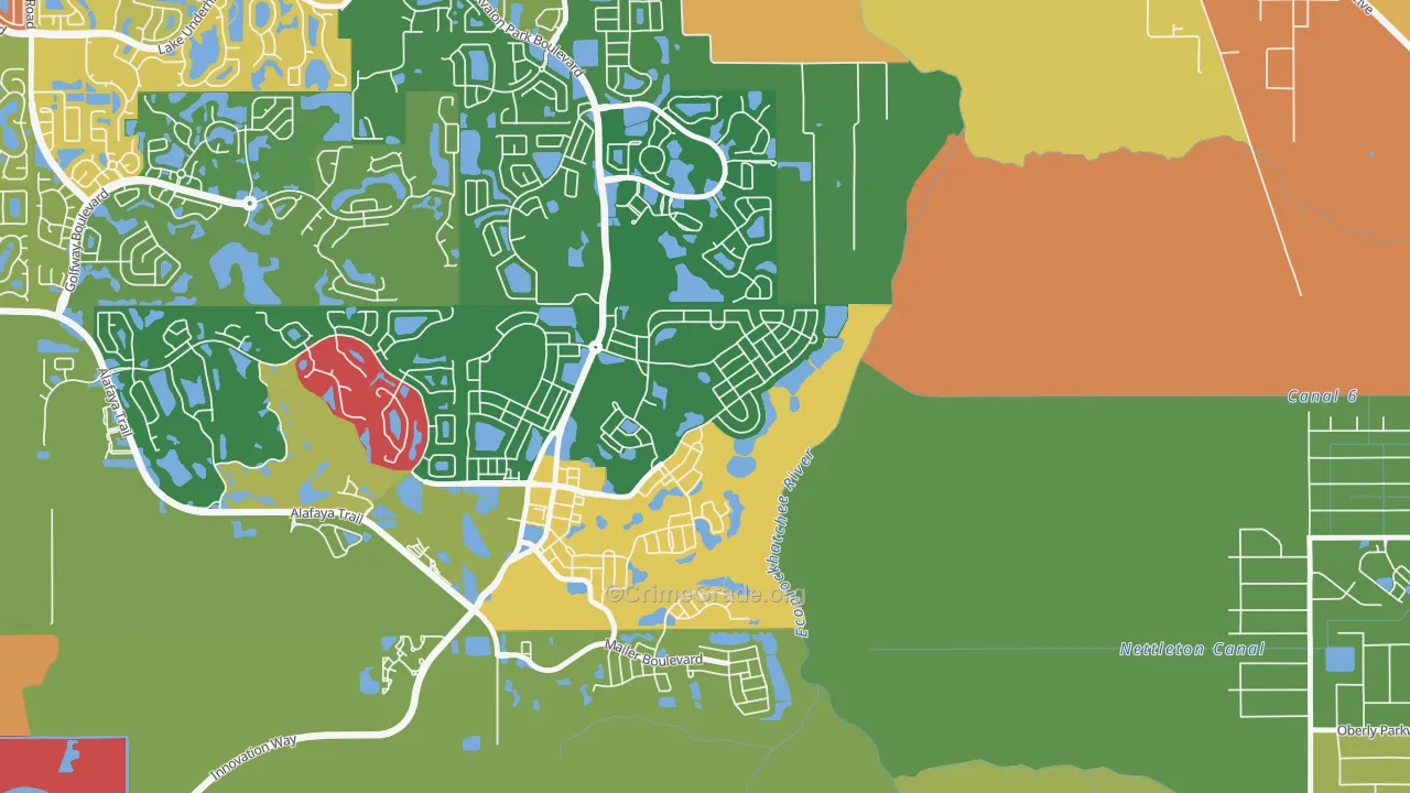 Avalon Park Village, Alafaya, FL Map of Burglary Rates