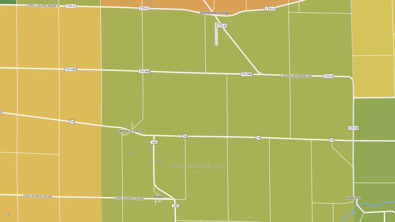 Avalon, WI Map of Burglary Rates