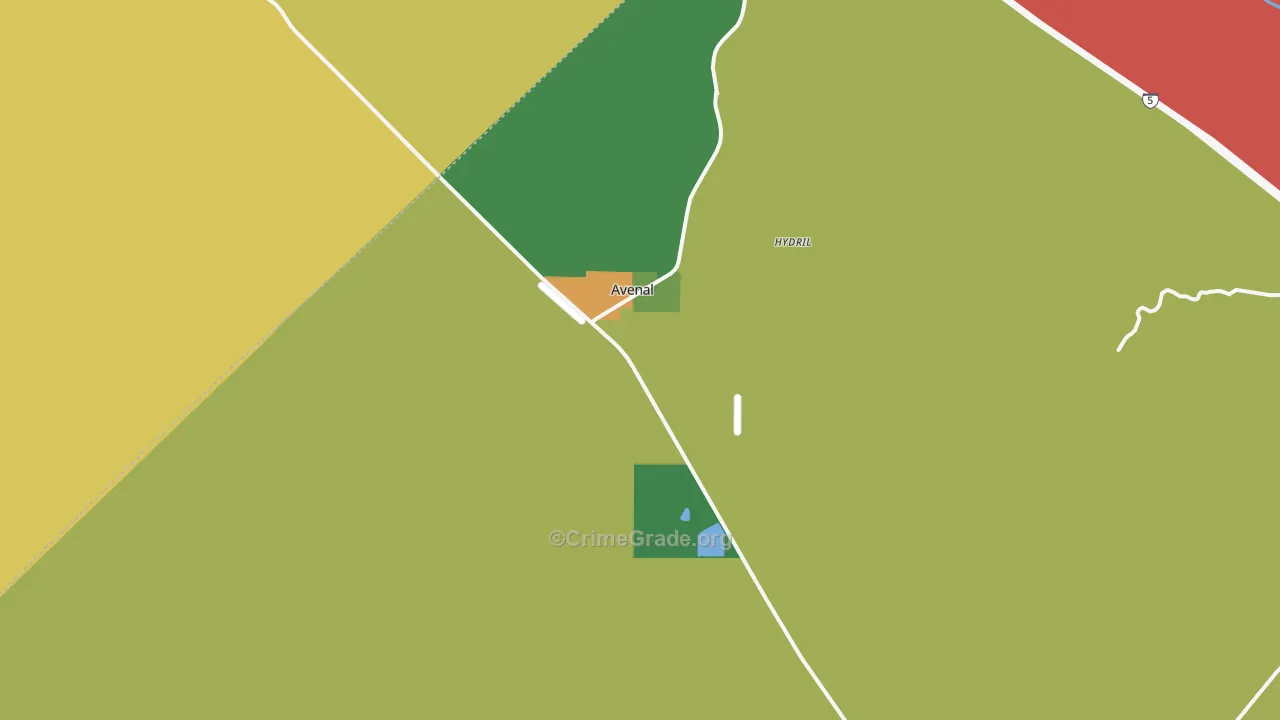 Avenal, CA Map of Burglary Rates
