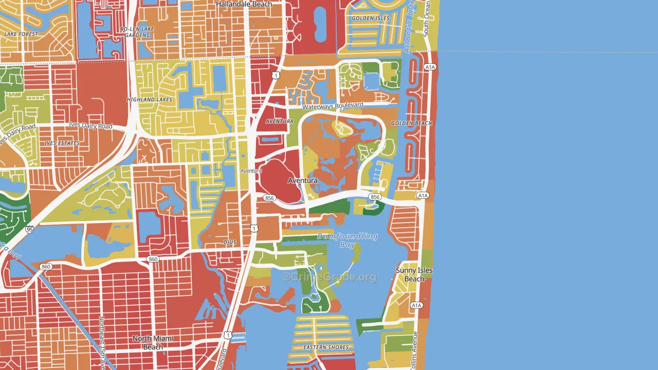 Aventura, FL Map of Burglary Rates