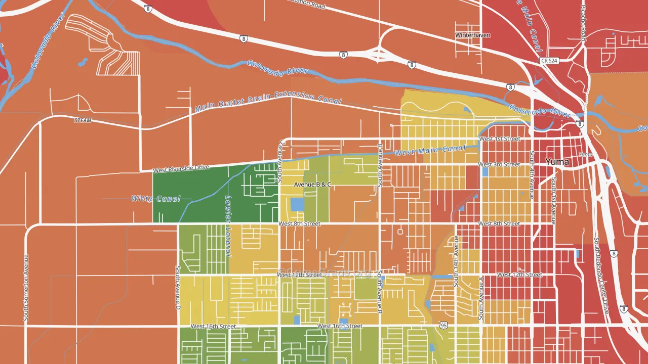 Avenue B and C, AZ Map of Burglary Rates