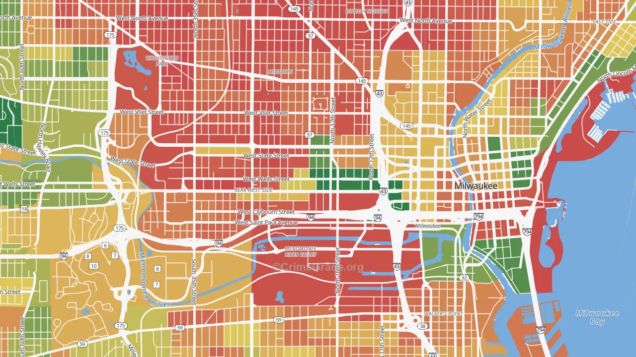 Avenues West, Milwaukee, WI Map of Burglary Rates
