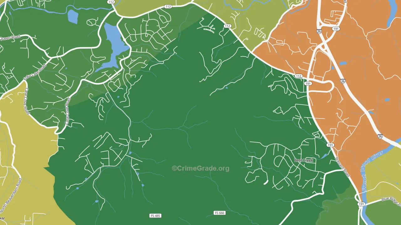 Avery Creek, NC Map of Burglary Rates
