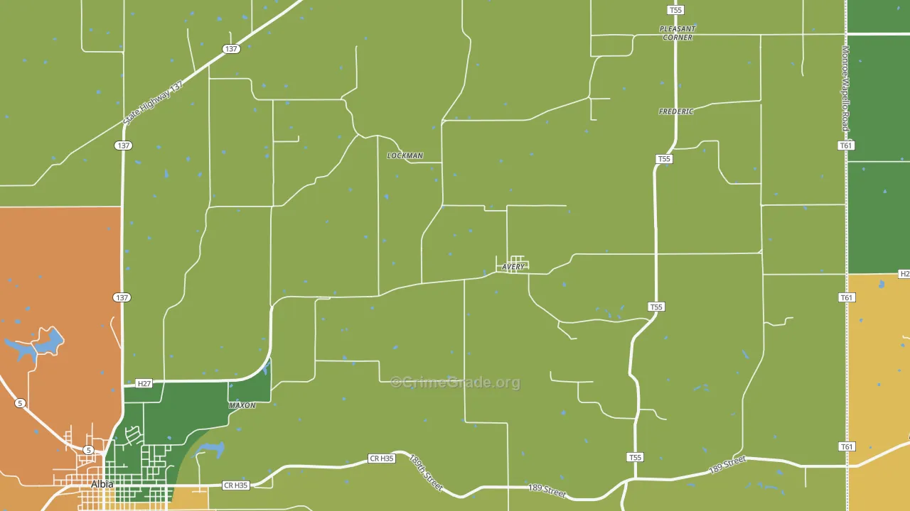 Avery, IA Map of Burglary Rates