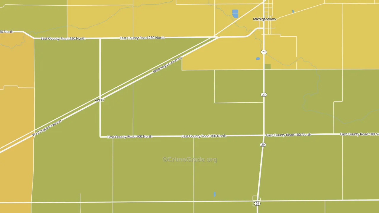 Avery, IN Map of Burglary Rates