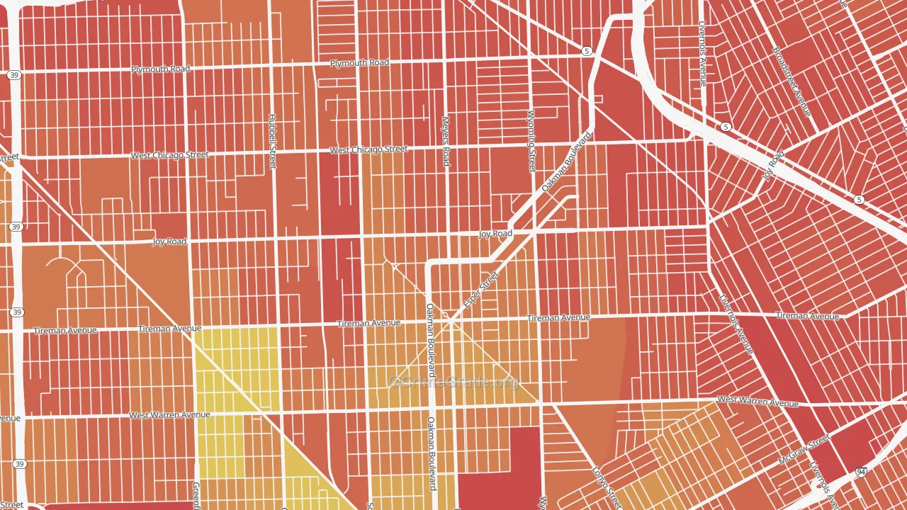 Aviation, Detroit, MI Map of Burglary Rates