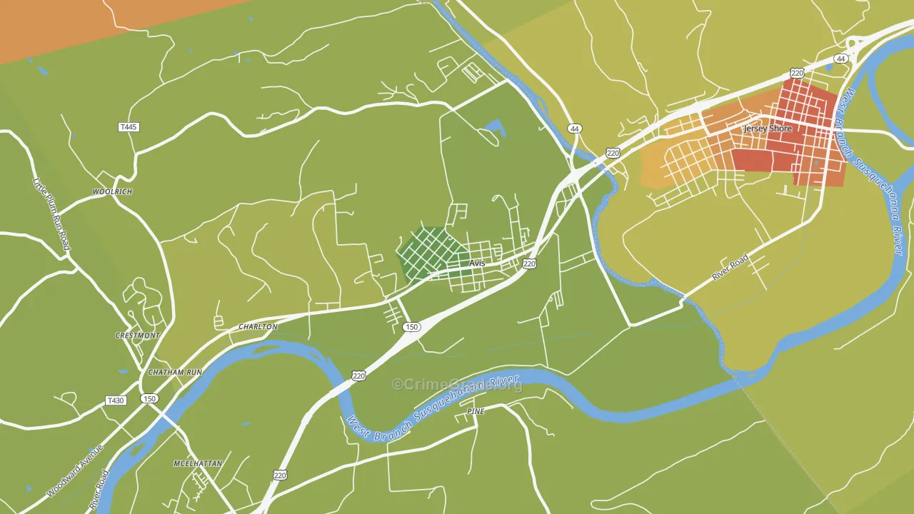 Avis, PA Map of Burglary Rates