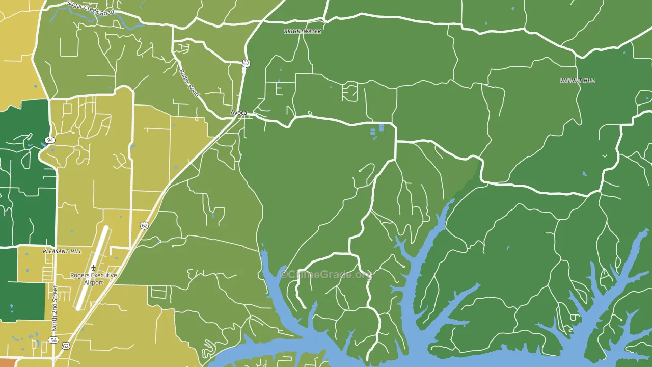 Avoca, AR Map of Burglary Rates