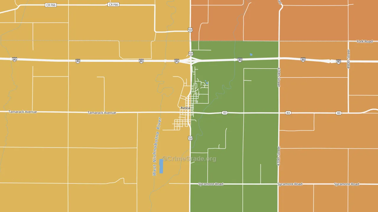 Avoca, IA Map of Burglary Rates