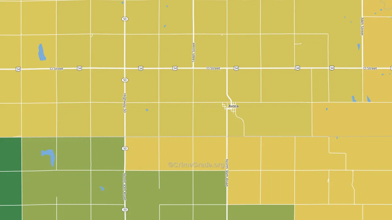 Avoca, NE Map of Burglary Rates