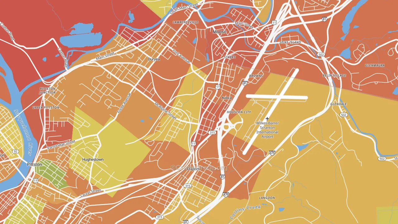 Avoca, PA Map of Burglary Rates