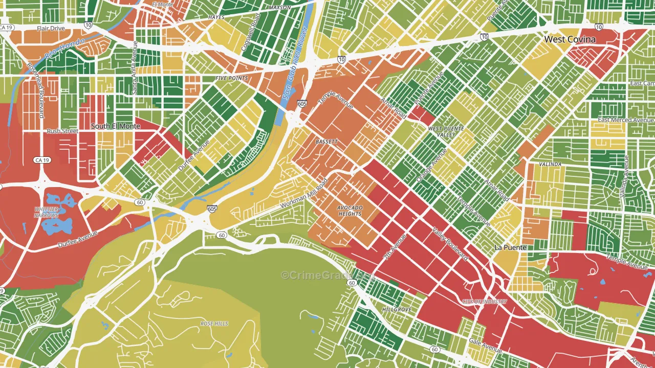 Avocado Heights, CA Map of Burglary Rates