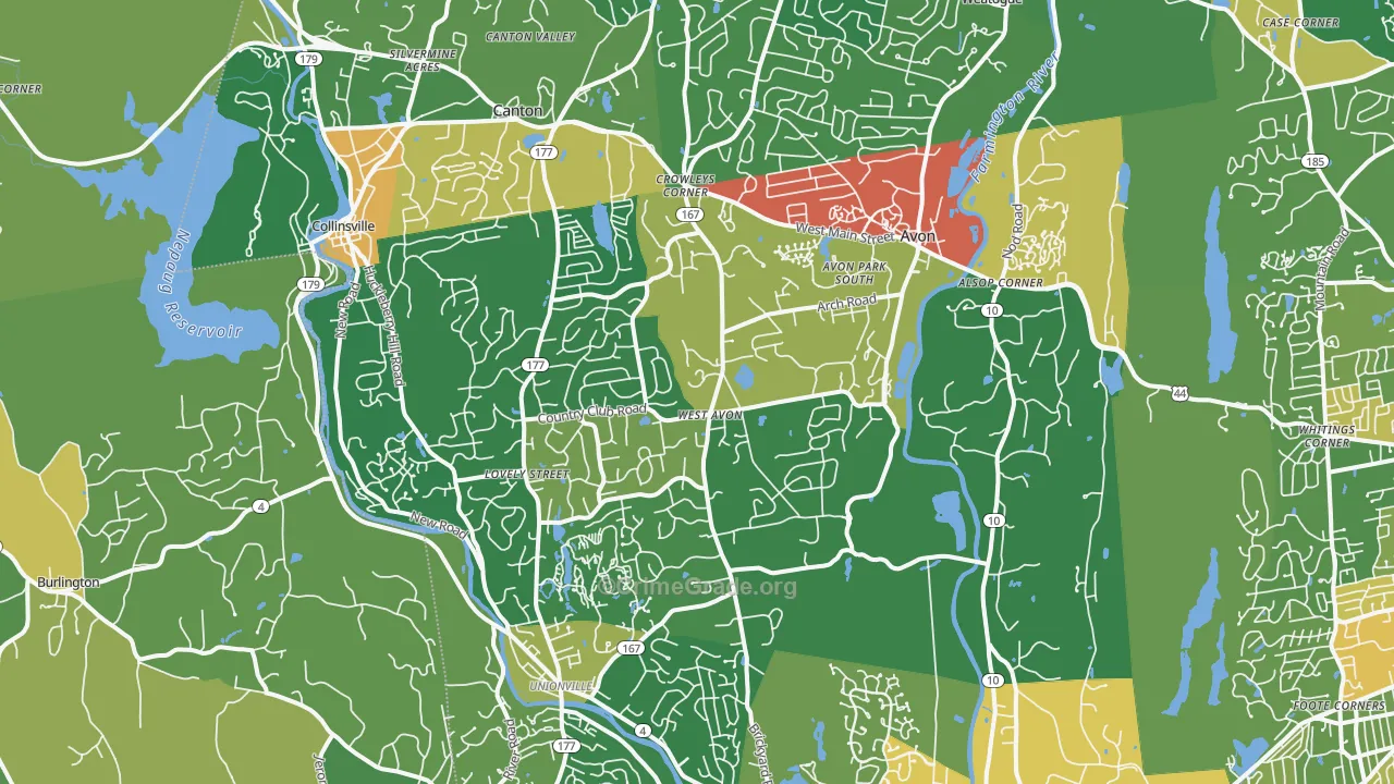 Avon, CT Map of Burglary Rates
