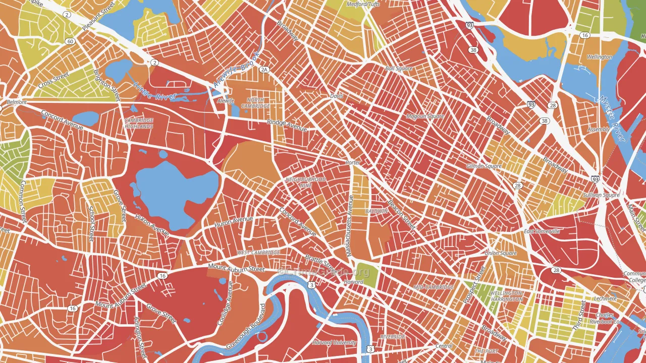 Avon Hill, Cambridge, MA Map of Burglary Rates