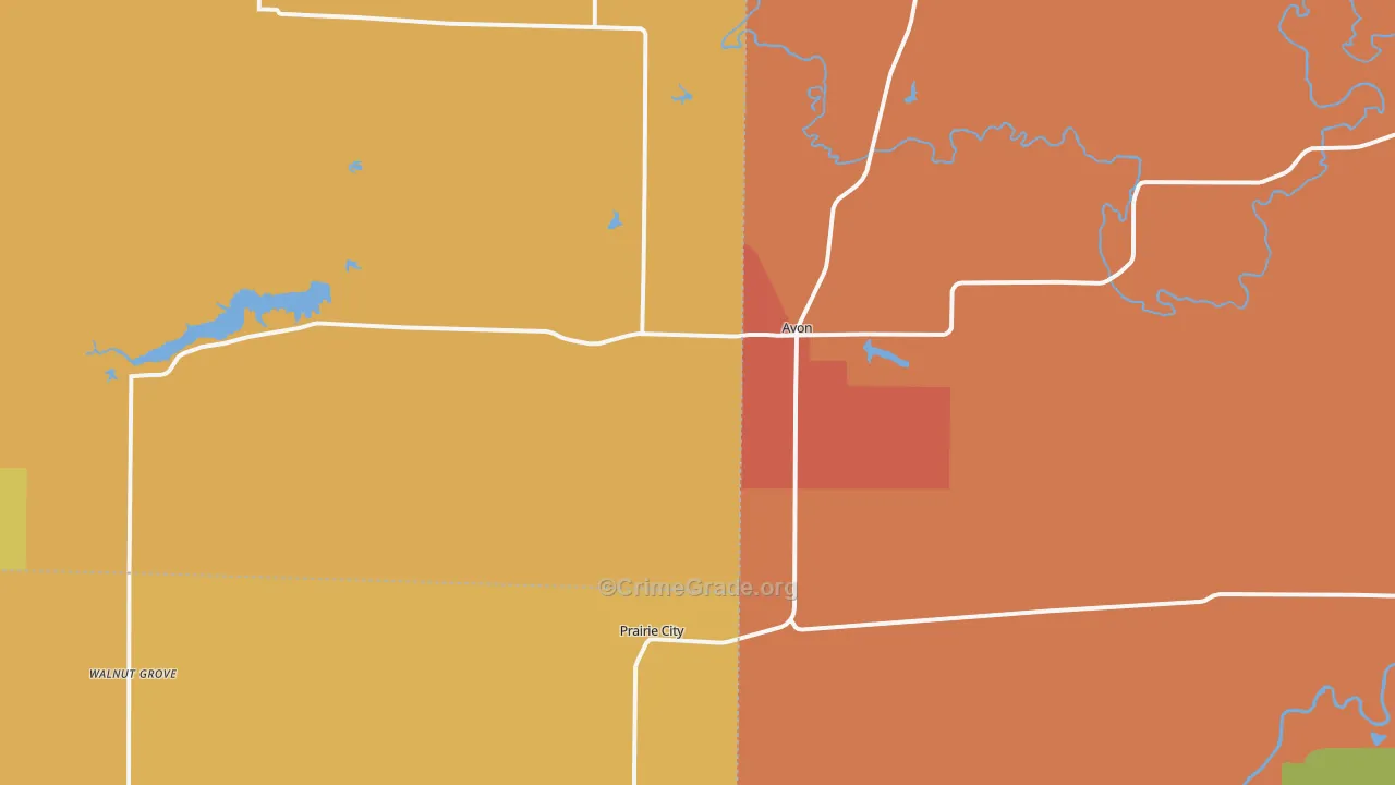 Avon, IL Map of Burglary Rates