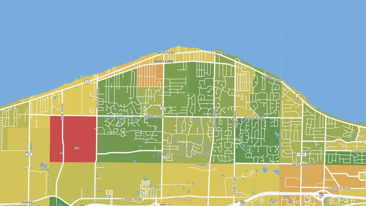 Avon Lake, OH Map of Burglary Rates