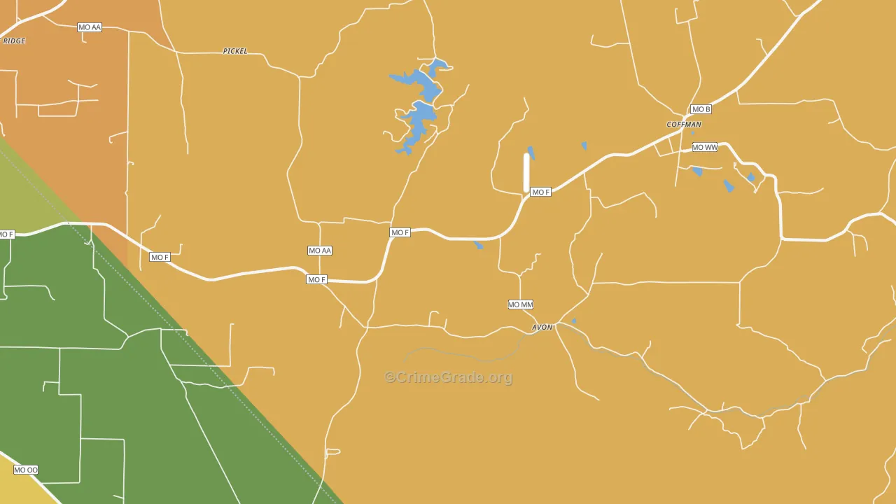Avon, MO Map of Burglary Rates