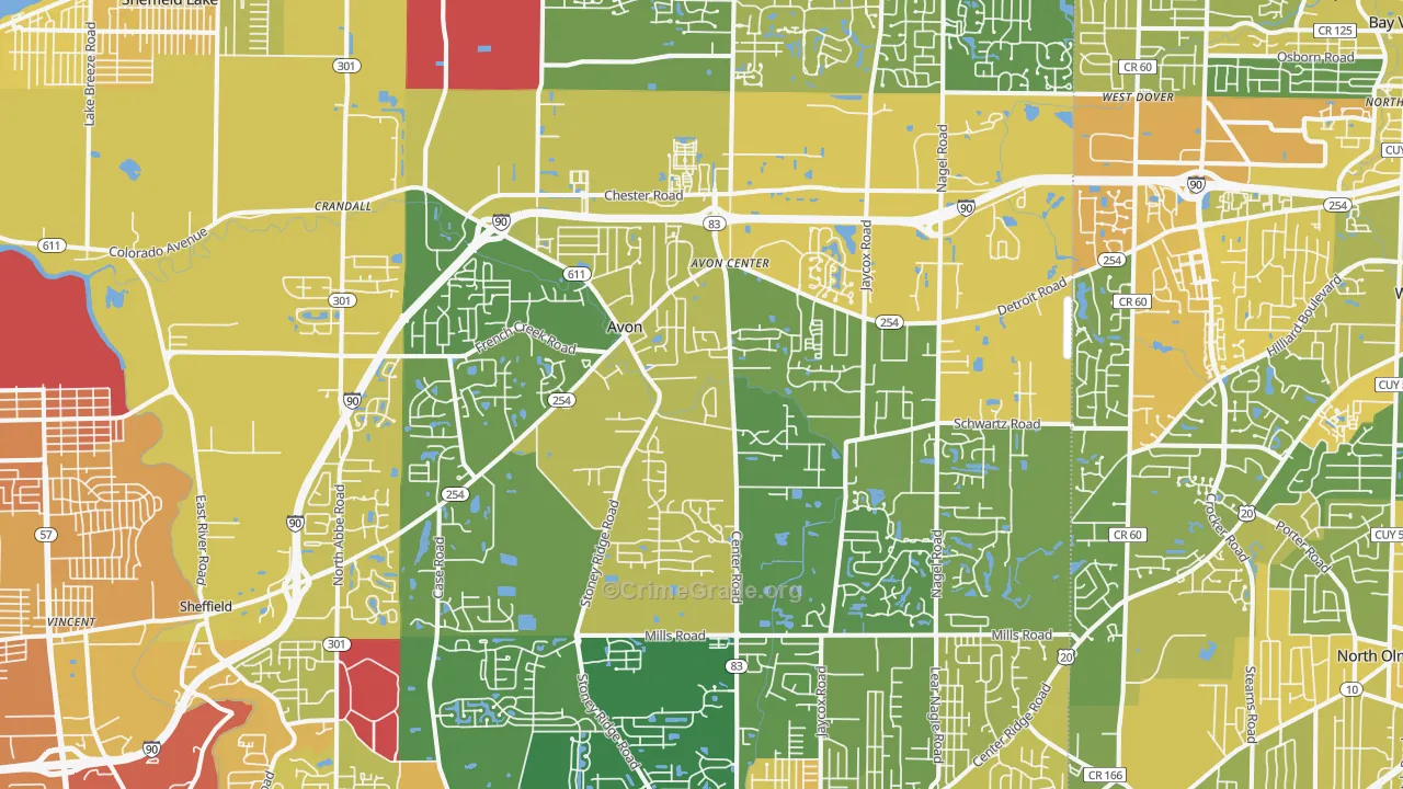 Avon, OH Map of Burglary Rates