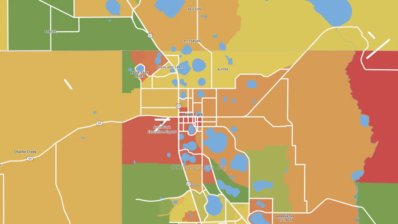 Avon Park, FL Map of Burglary Rates