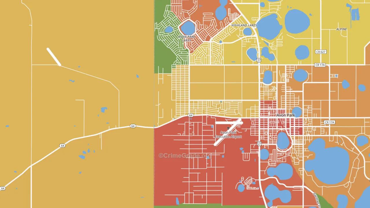 Avon Park Lakes, FL Map of Burglary Rates