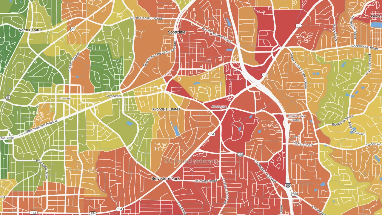 Avondale Estates, GA Map of Burglary Rates