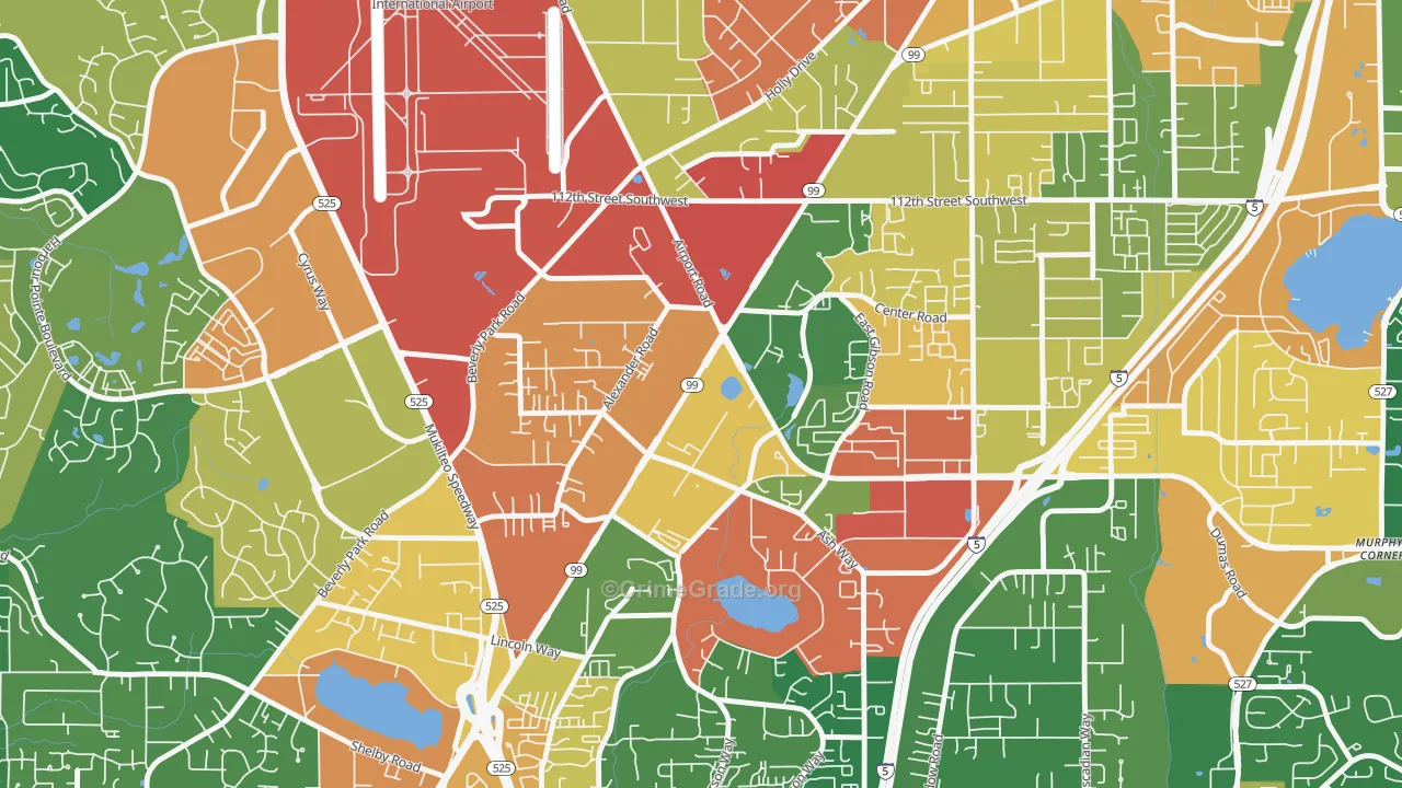 Avondale, Everett, WA Map of Burglary Rates