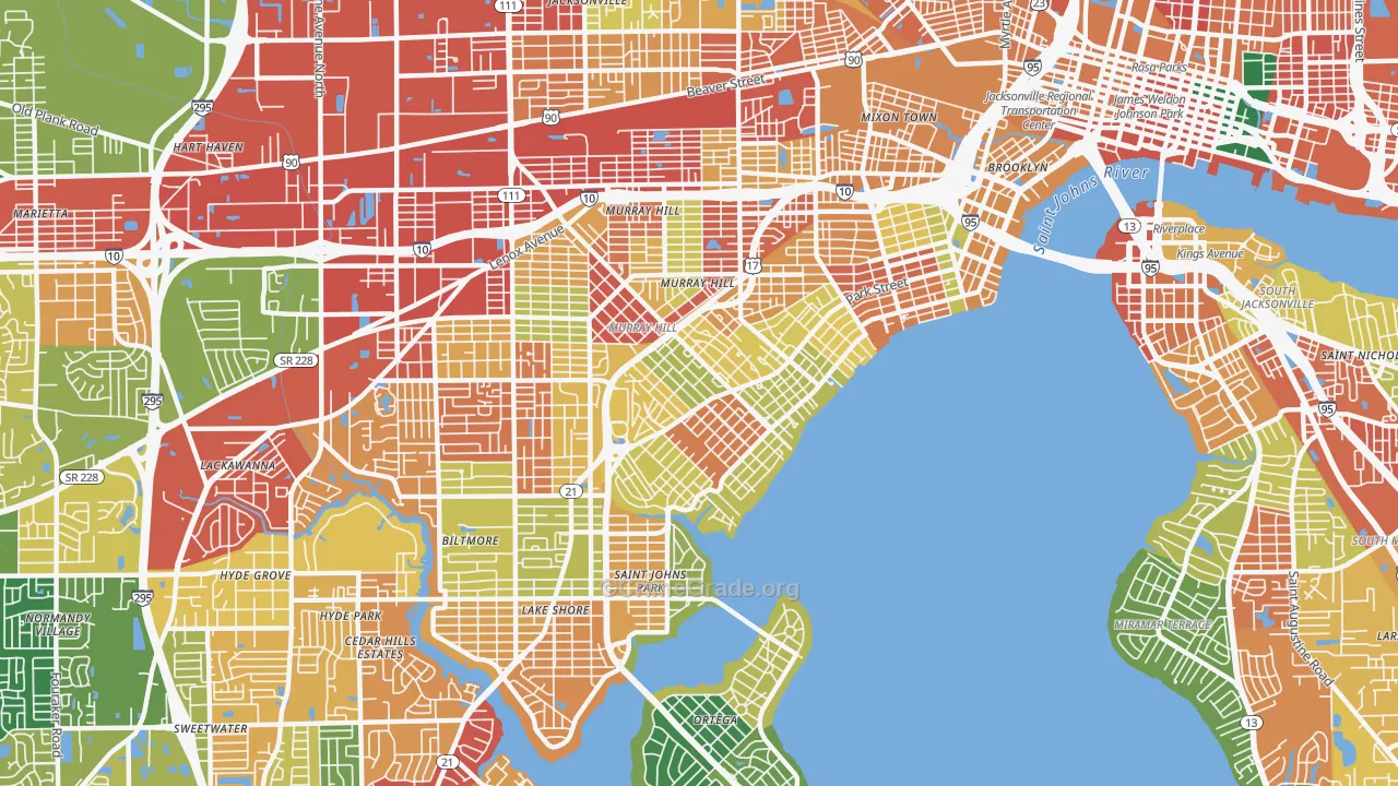 Avondale, Jacksonville, FL Map of Burglary Rates