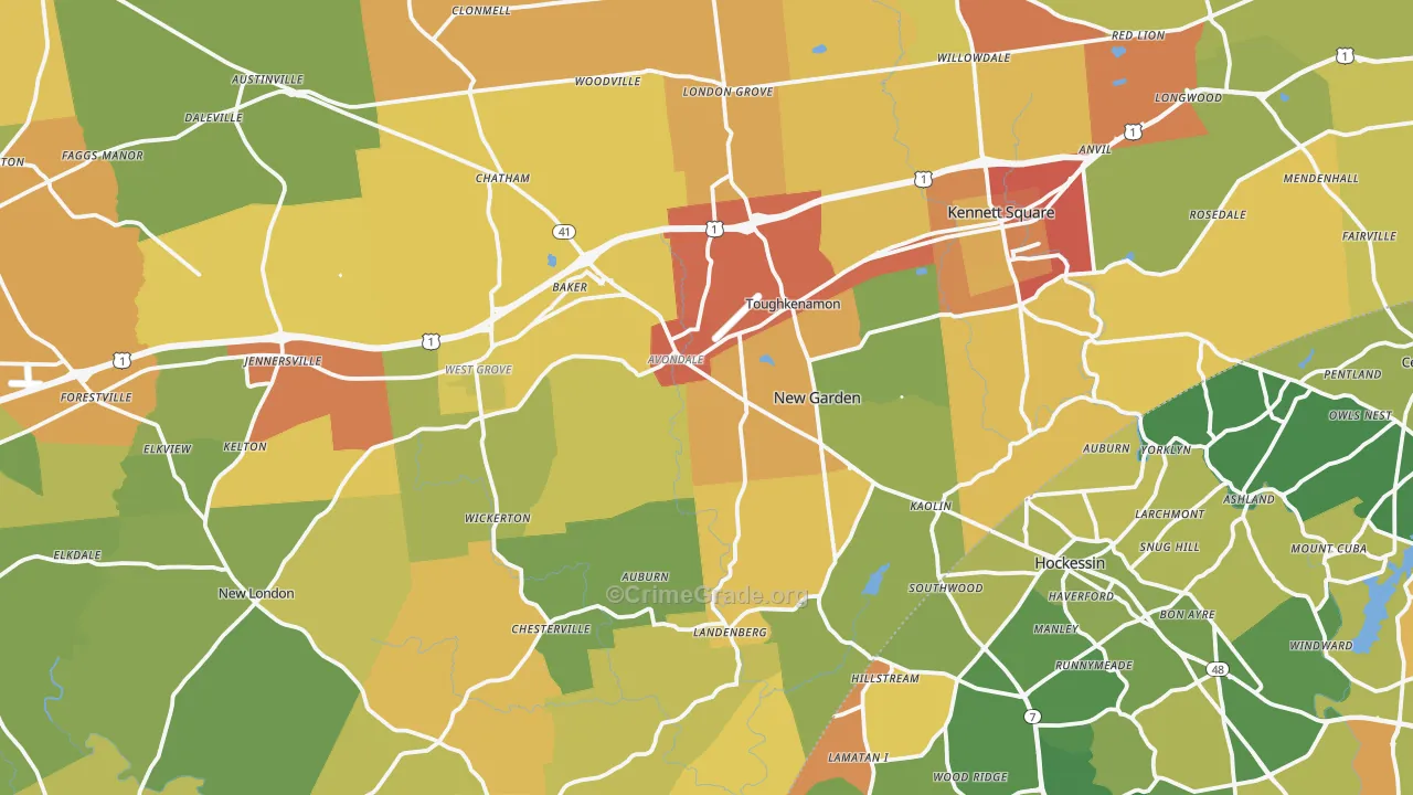 Avondale, PA Map of Burglary Rates