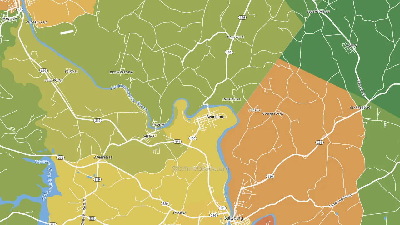 Avonmore, PA Map of Burglary Rates