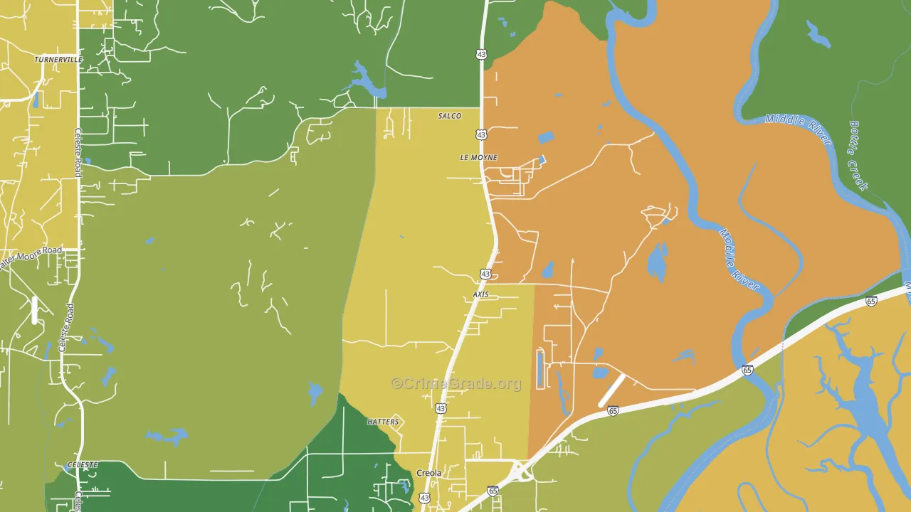 Axis, AL Map of Burglary Rates
