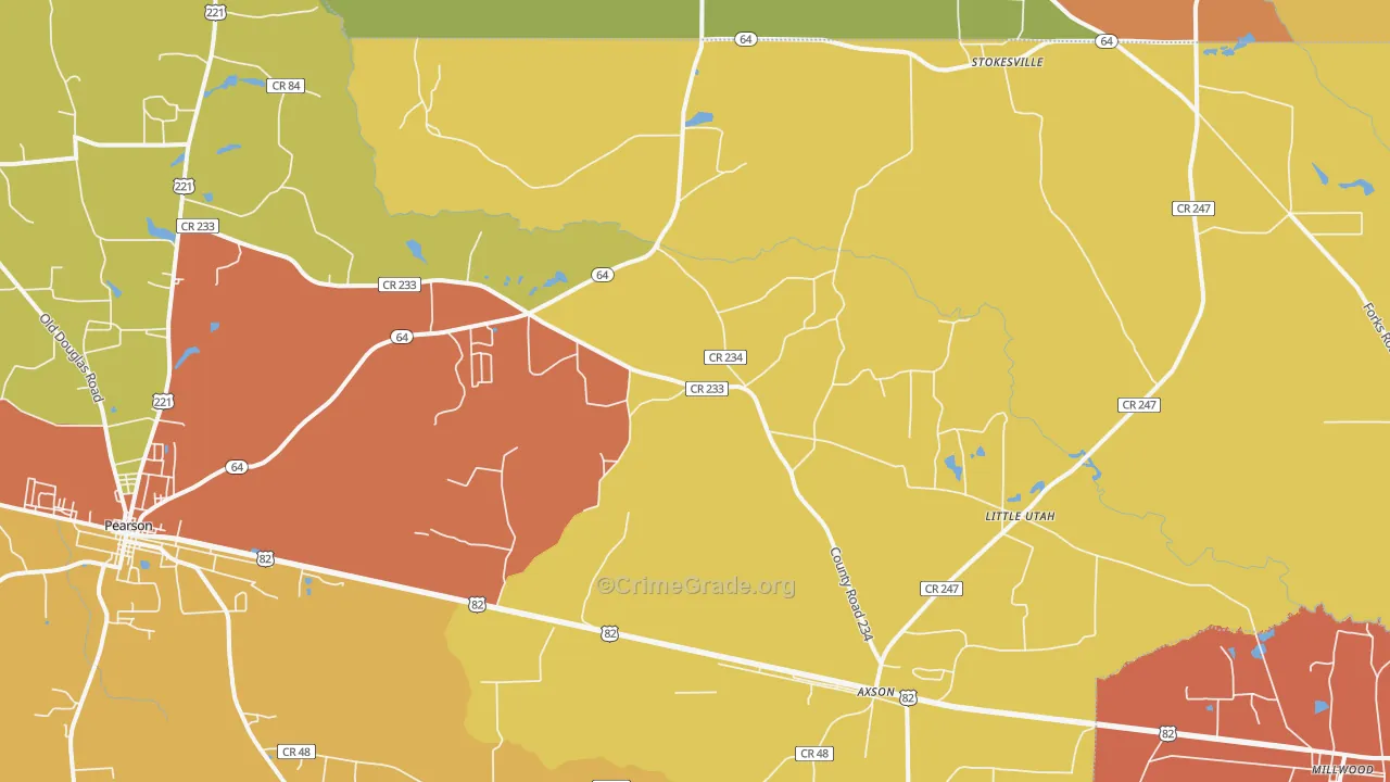 Axson, GA Map of Burglary Rates