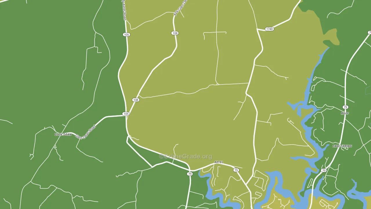 Axtel, KY Map of Burglary Rates