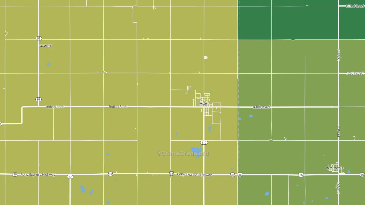 Axtell, KS Map of Burglary Rates