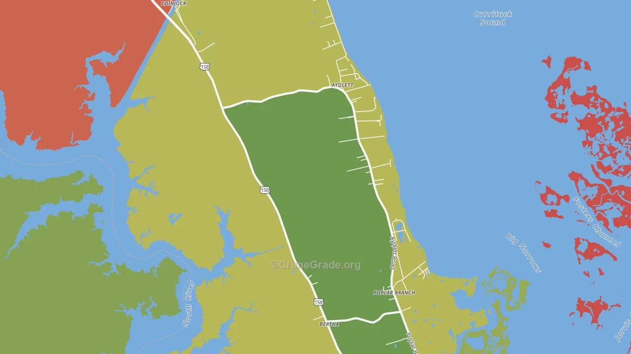 Aydlett, NC Map of Burglary Rates