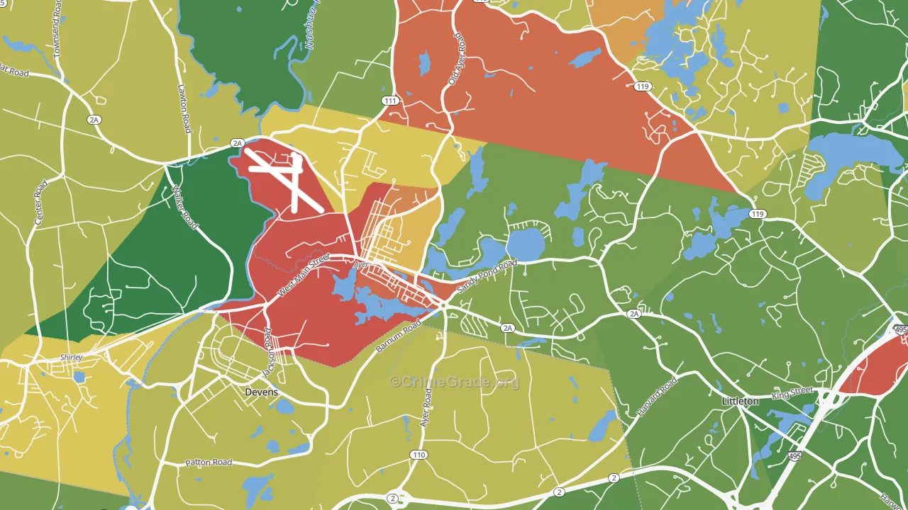 Ayer, MA Map of Burglary Rates