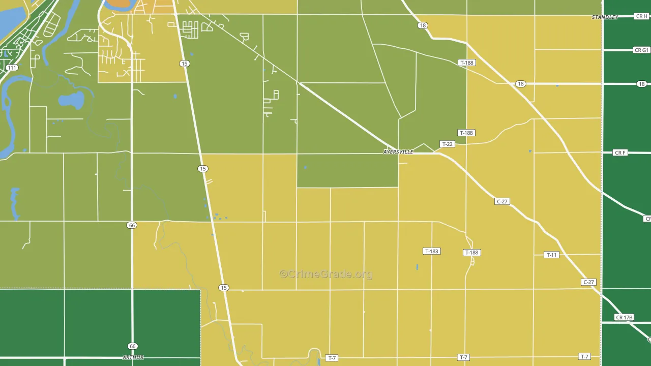 Ayersville, OH Map of Burglary Rates