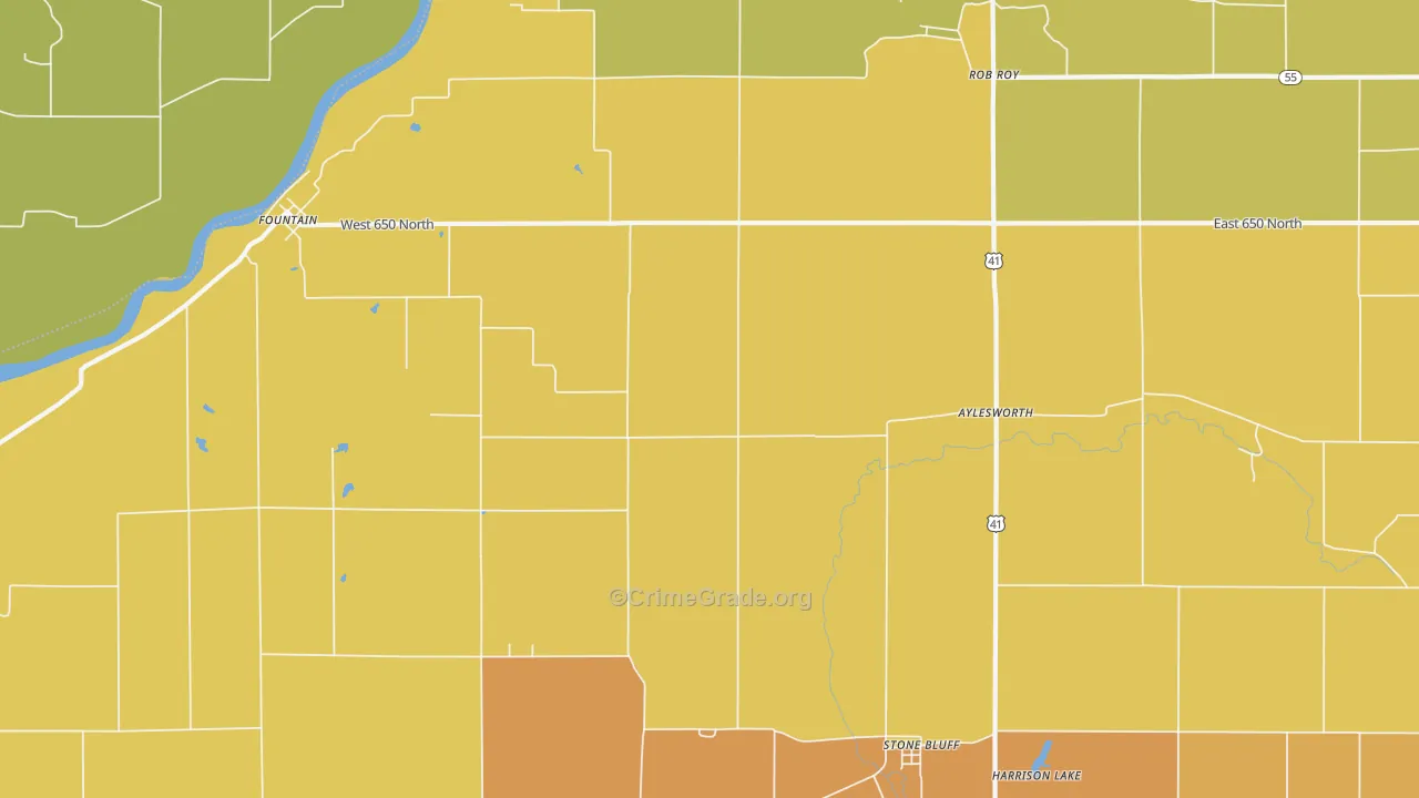 Aylesworth, IN Map of Burglary Rates