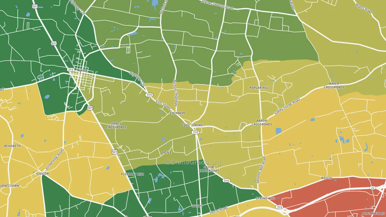 Aynor, SC Map of Burglary Rates